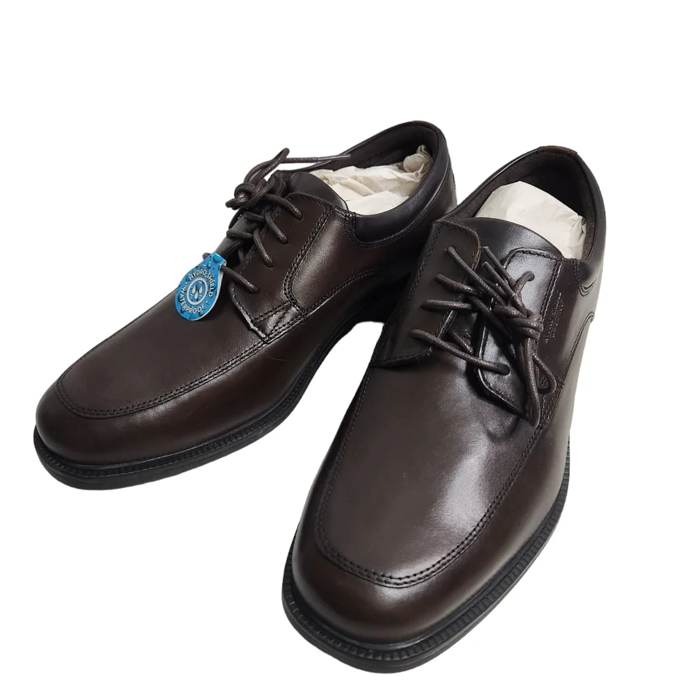 Rockport Brown Hydro Shield Water Proof Leather 7.5 Apron Toe Shoes